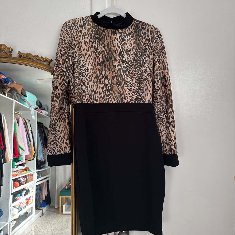 Black Leopard Animal Print Cocktail Dress